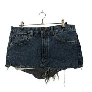 Levi's 505 Dark Wash High Rise Cut Off Jean Shorts 32